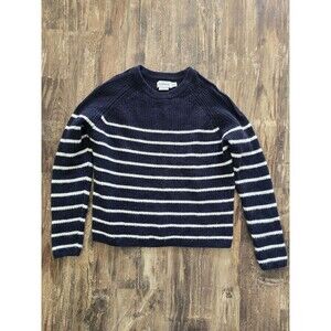 Evereve Cashmere Sweater Stripe Pullover Women's Size Xs Navy White